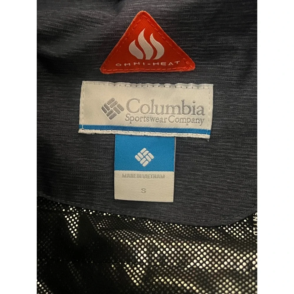 Columbia Omni Heat Hooded Parka Jacket‎ Blue Heathered Size S Waterproof Warm
